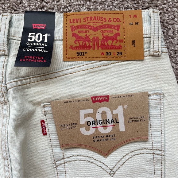 LEVIS 501 DENIM JEANS LIGHT WASH 30X29 DOODLE ART - Picture 5 of 10
